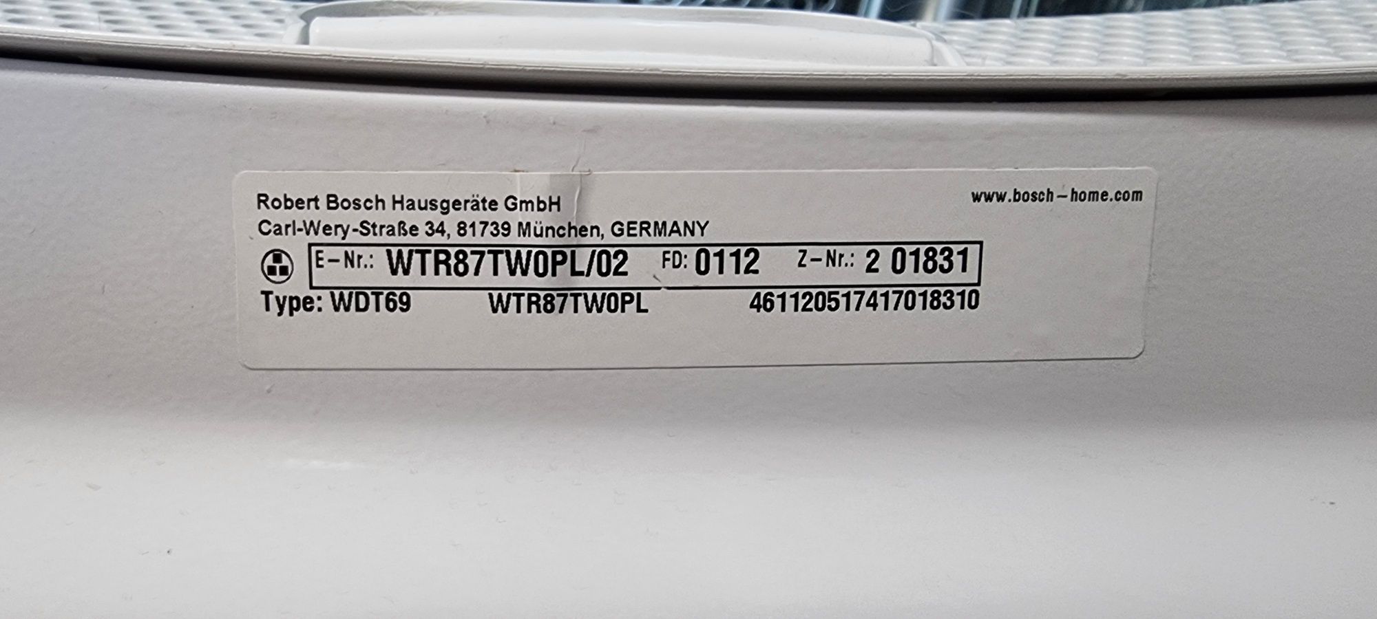 Suszarka Bosch WTR87TWOPL/02 Pompa ciepła