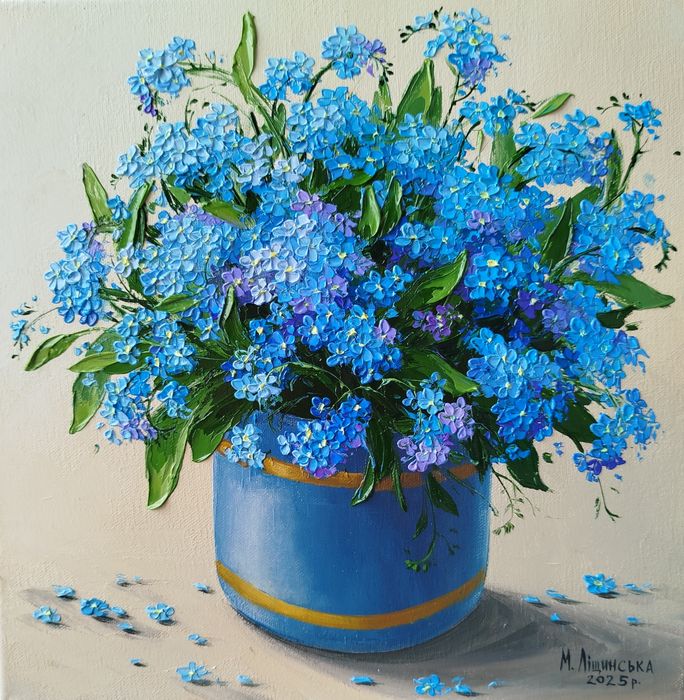 Картина маслом ''Незабудки''