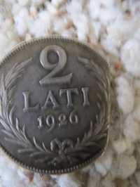 Серебряная Монета 2 лата 1926 года.