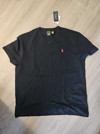 Nowy czarny T-shirt V-neck Ralph Lauren, rozmiar L
