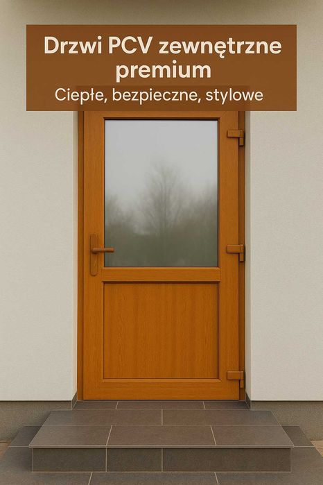 Drzwi PVC zewnętrzne sklepowe tarasowe 100x210 złoty dąb TRANSPORT PL