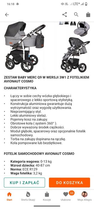 Wózek dziecięcy 3w1