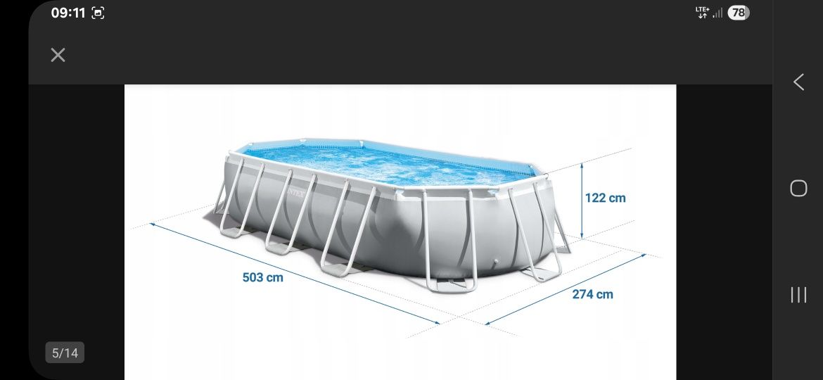 Sprzedam basen stelażowy intex 503x274 z obudową basenu