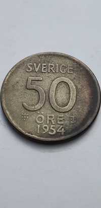 Szwecja 50 ore - 1954 - srebro -real foto