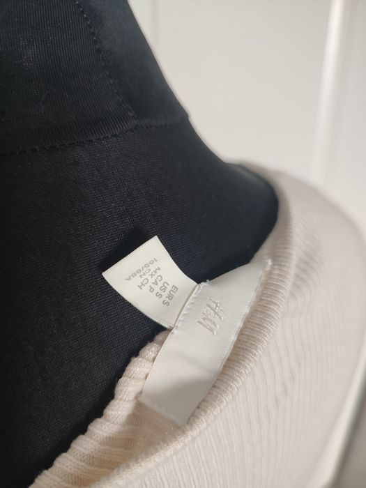 H&M sweterek jasny ecru beżowy damski dziewczęcy rozmiar 36 S zapinany