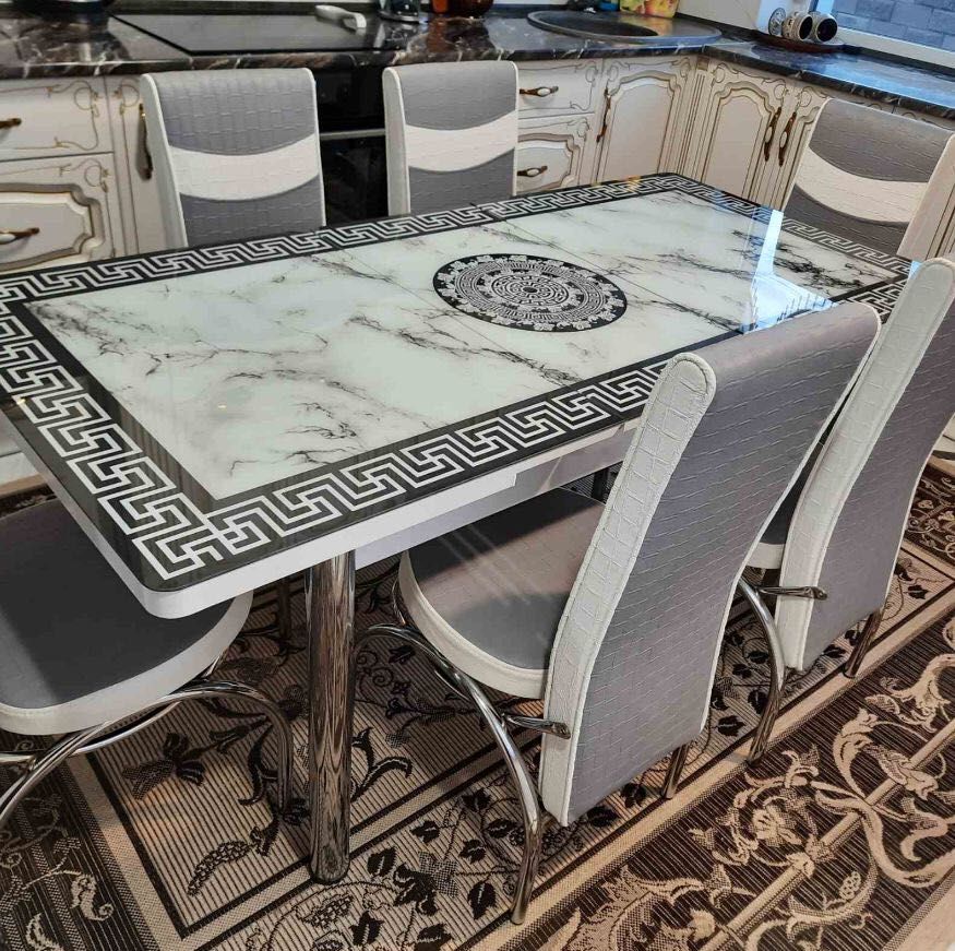 Обідній розкладний кухонний стіл та стільці Обеденный раскладной стол