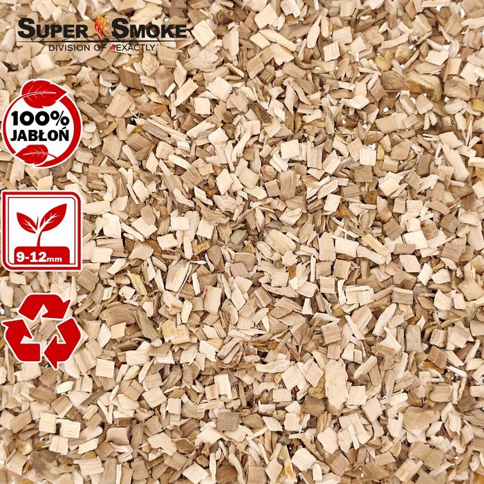 Zrębki Wędzarnicze Super Smoke JABŁOŃ KL-10 (9-12mm) Large 65 Litrów