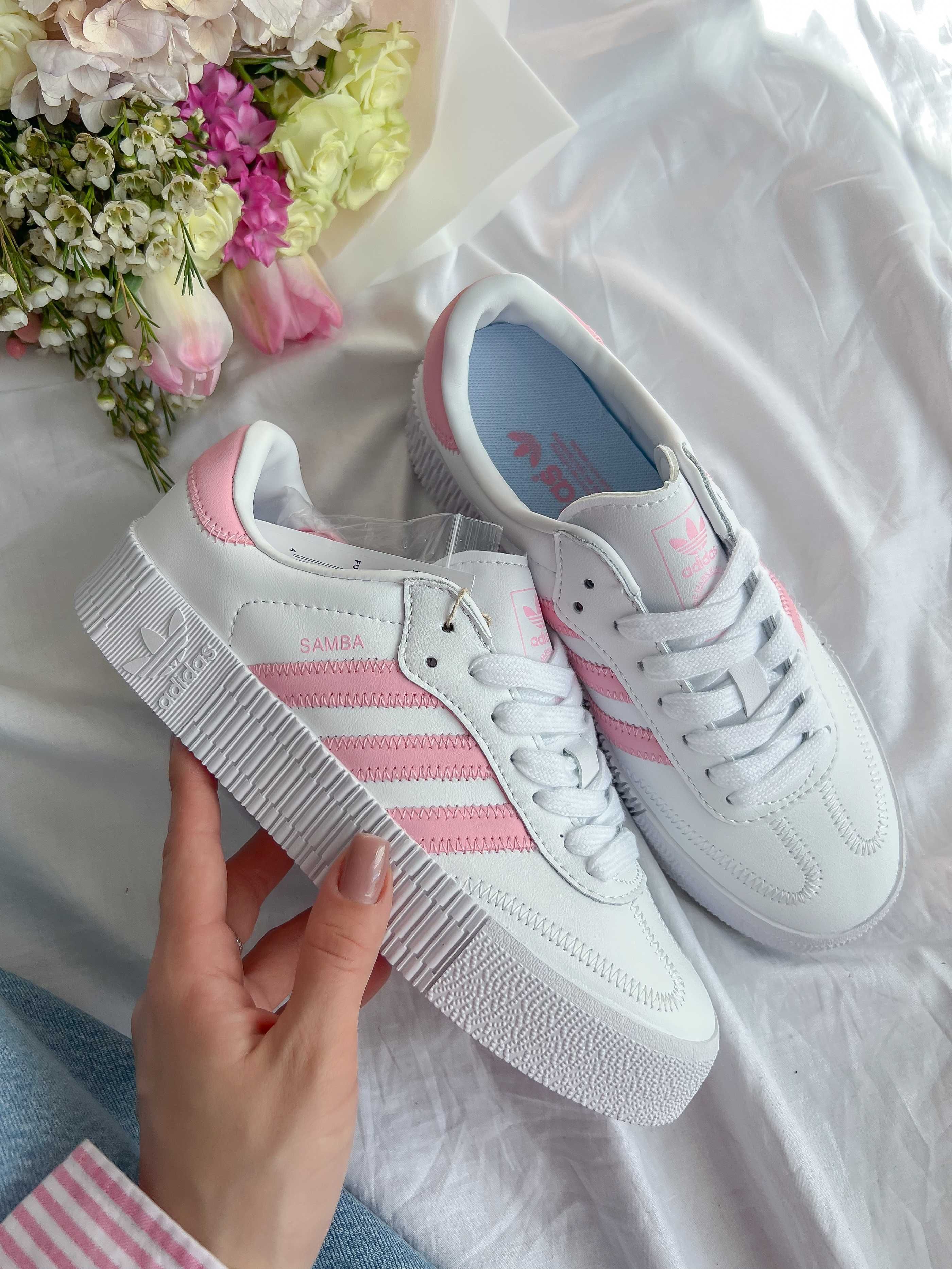 Кросівки Adidas Samba White/Pink premium