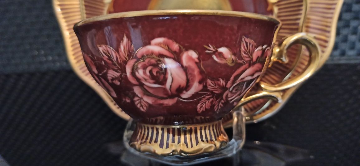 Porcelana malowana ręcznie TRIO złocone Przepiękne