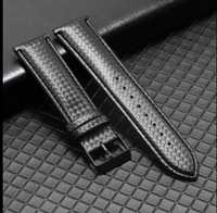 Bracelete Pele Preta Carbono 20mm