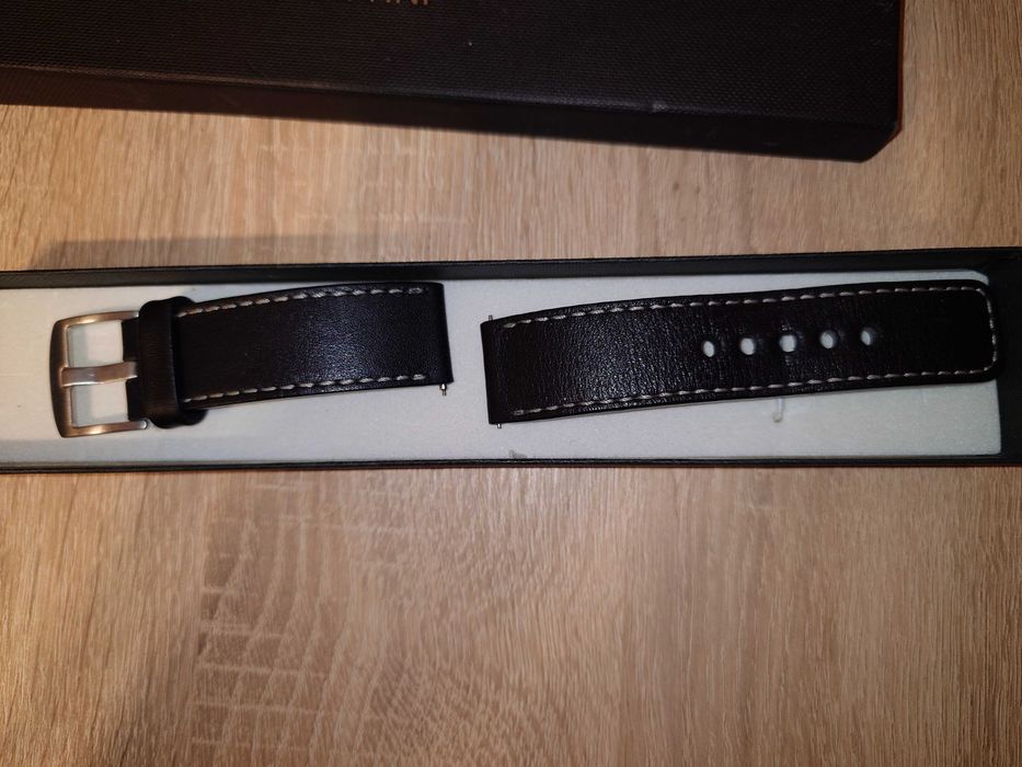 Pasek na zegarek 22 mm Pattini skóra handmade ręcznie robiony czarny