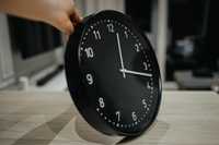 Ikea Bondis zegar ścienny czarny, białe wskazówki