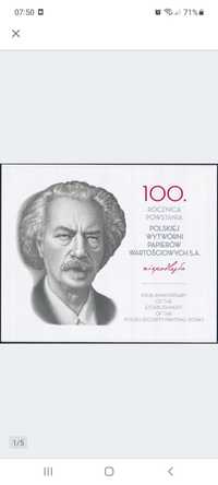 Folder do banknotu 19zł 100-lecie powstania PWPW PADEREWSKI