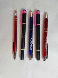 Tanio sprzedam 3 nowe firmowe długopisy i 2 pisaki dwuskładnikowe.