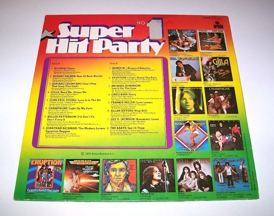 Виниловый диск фирмы “ARIOLA” “SUPER HIT PARTY No.1”. Голландия.