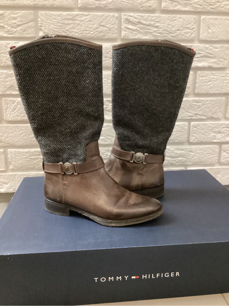 Skorzane kozaki Tommy Hilfiger 38