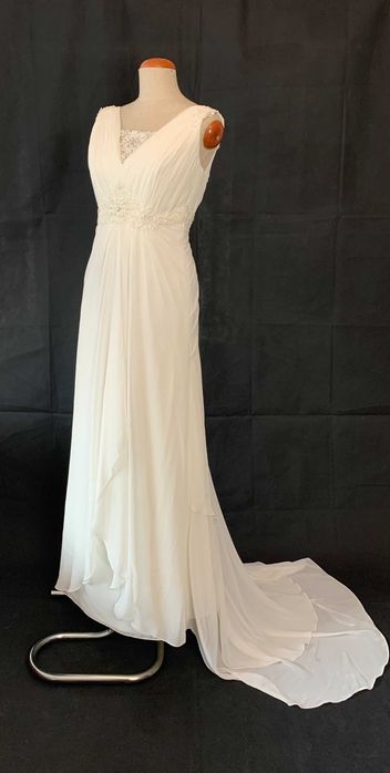 Nowa z metką suknia ślubna empire biała lekka 38 M cywilny za granicą