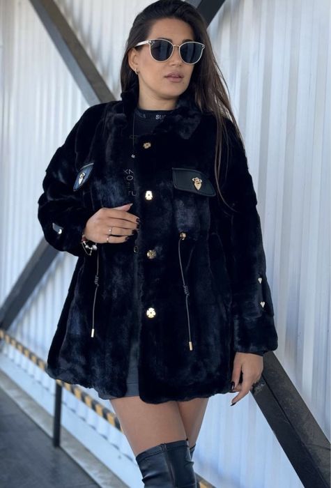 Женская эко шуба черная