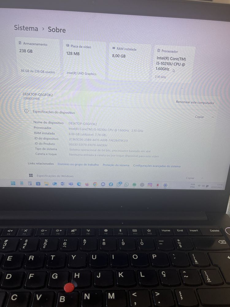 Notebook lenovo Core i5