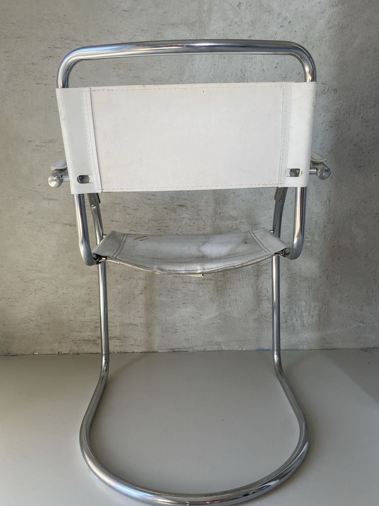 Włoskie krzesło bauhaus Mart Stam chrom skóra made in italy vintage