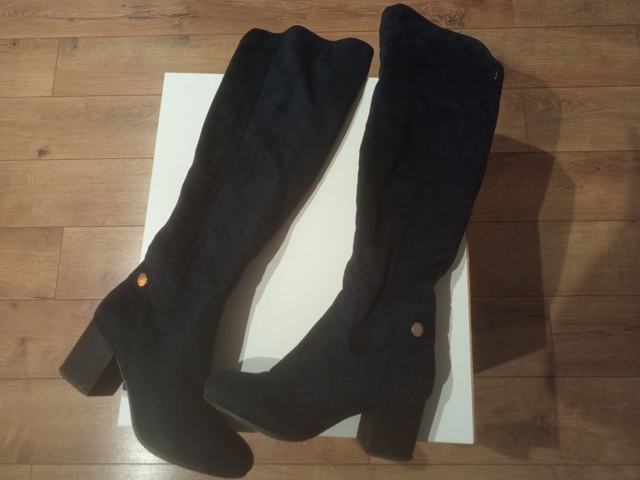 Kozaki zamszowe, granatowe rozm.38