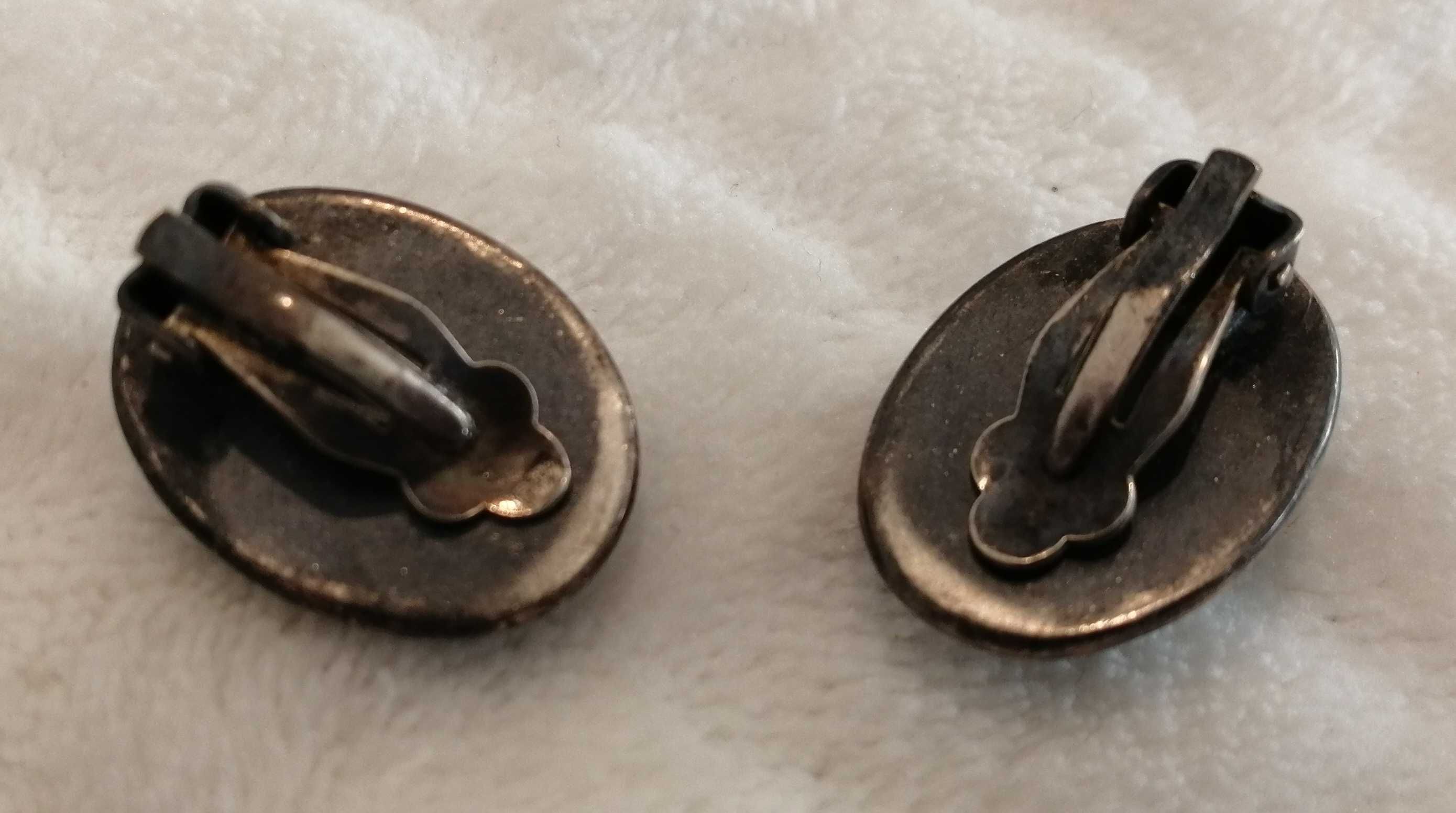 Klipsy, kolczyki, srebrne K 925, zielony kamień, 1,6x2,1cm (Biżuteria)