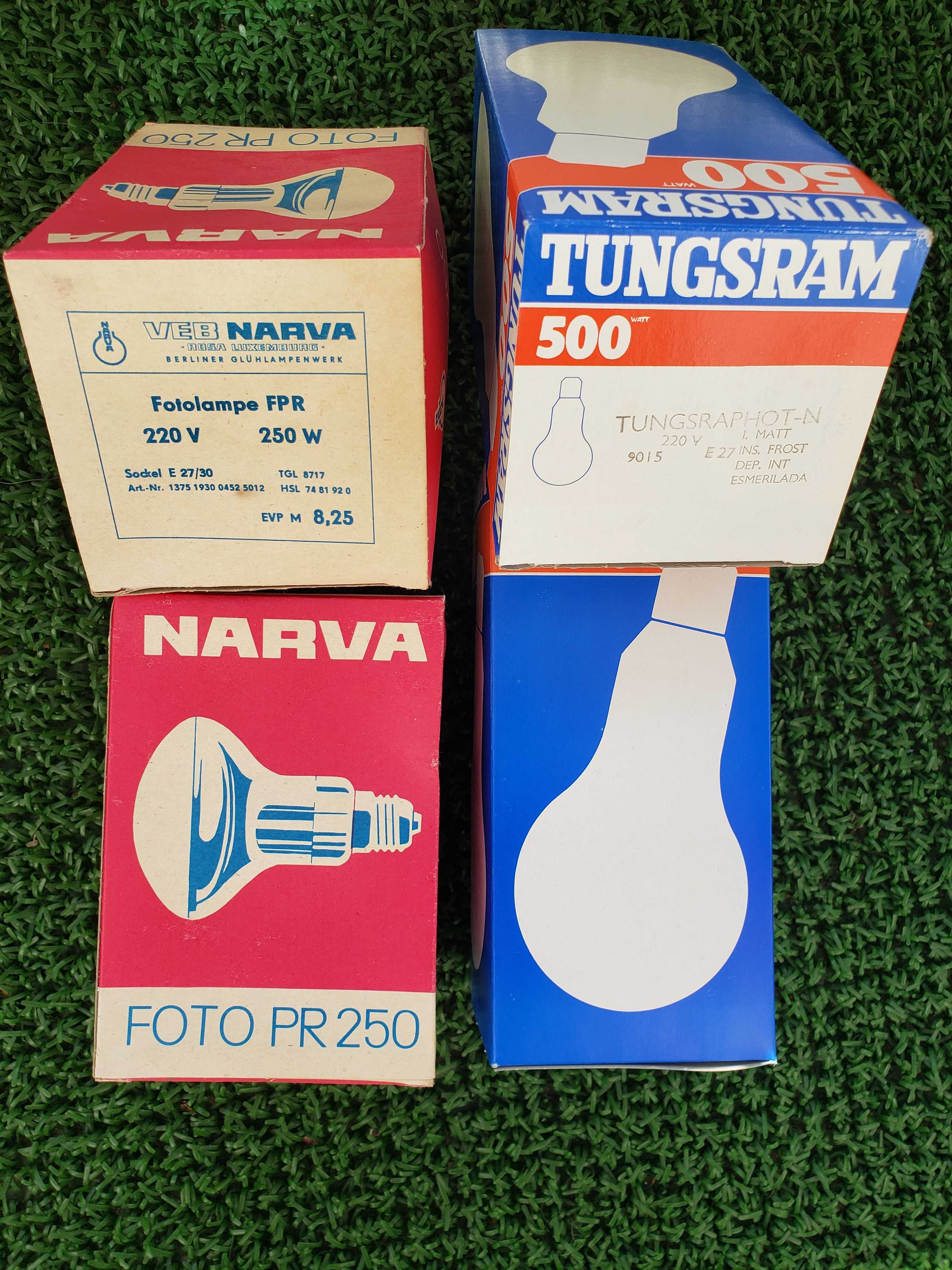 Żarówki fotograficzne  NARVA 250W i 500 W, TUNGSRAM 500W