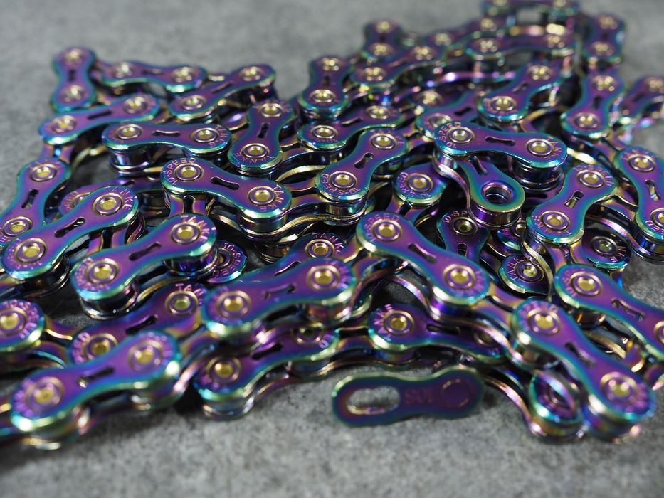 Łańcuch Tanke 10 speed Hollow Pin 116 links, rainbow/oil slick 277g