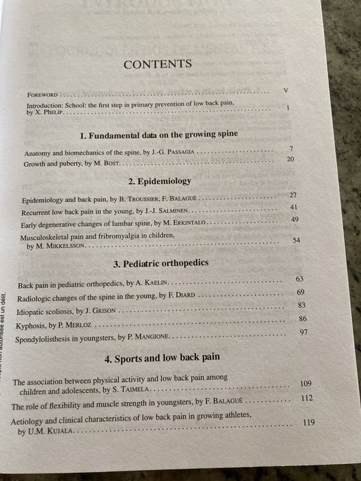 Le dos de l’ enfant et de l’adolescent et la prevention des lombalgies