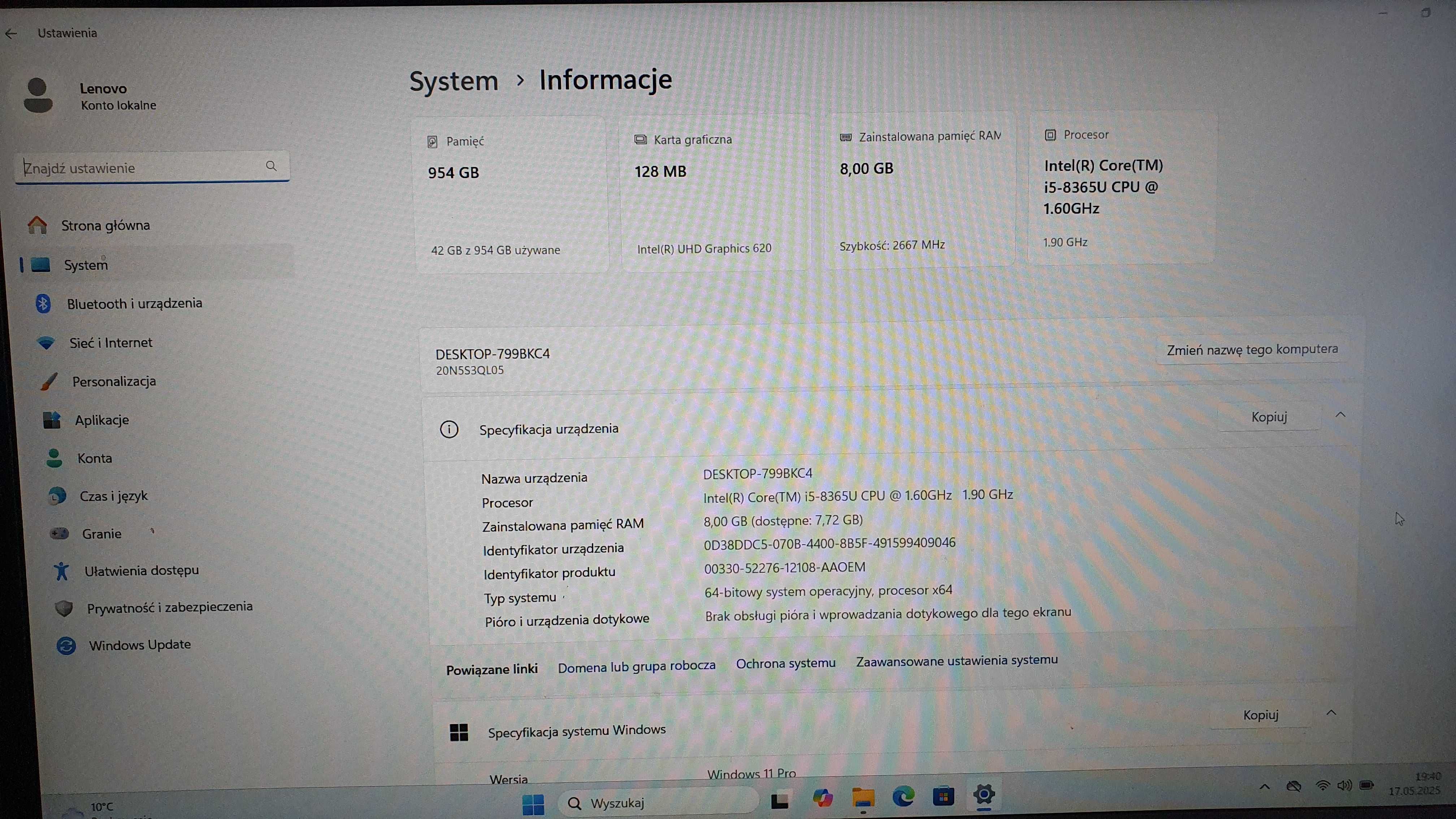 Laptop Lenovo Intel core i5/8gb/1tb/win11 + stacja dokująca+nowa torba