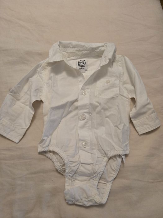 Eleganckie, białe body koszulowe, Cool Club, r. 62