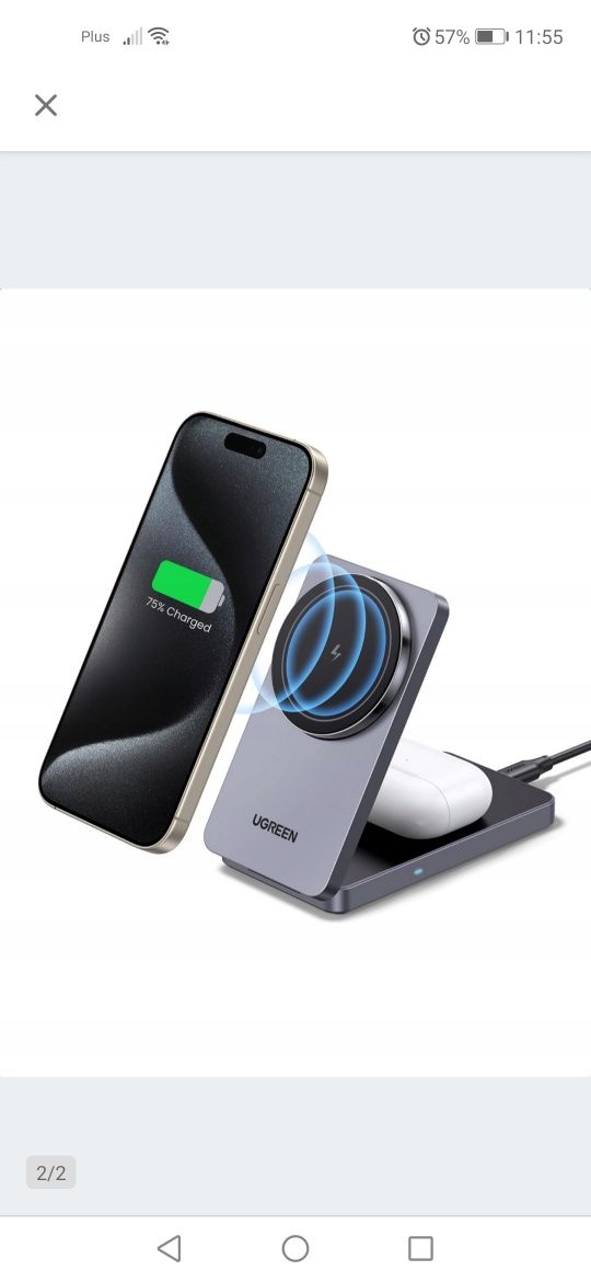 Magnetyczna Stacja Ładująca Do Apple MagFlow 2 w 1 Bezprzewodowa Ładow