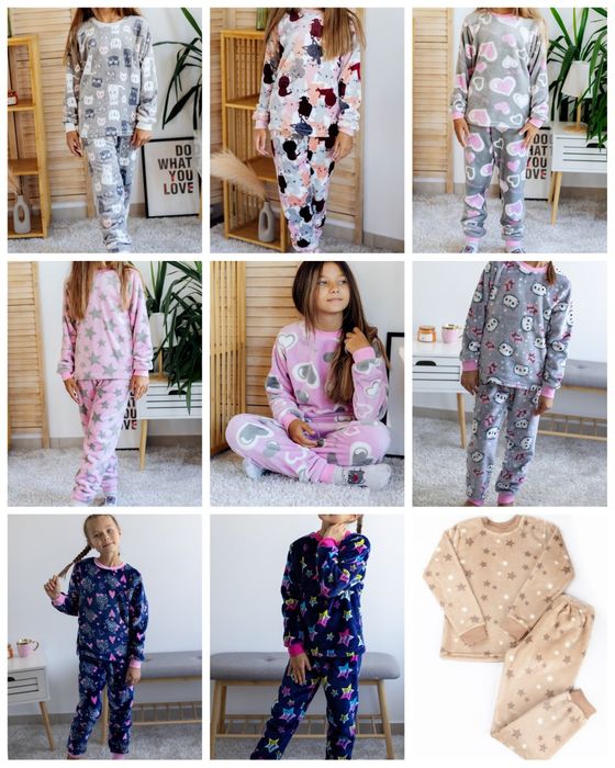Махрова піжама для дівчат, зимова піжама махрова, махровая пижама