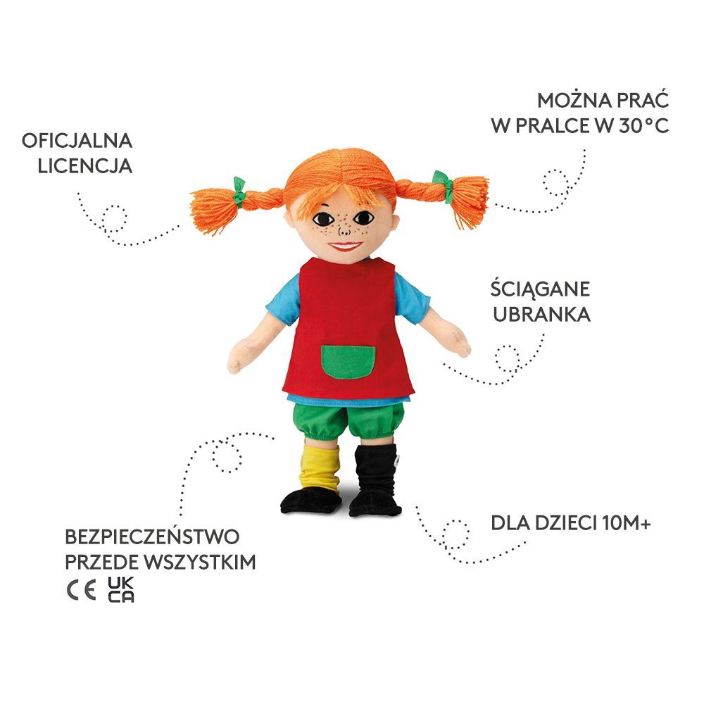 Miękka lalka Pippi Langstrumpf 20 cm, przytulanka, zabawka dla dzieci,