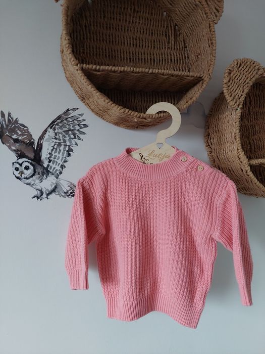 Sweter sweterek różowy neonowy H&M 80