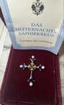 Igor Carl Faberge Midnight cross złoty krzyż szafiry brylanty perły