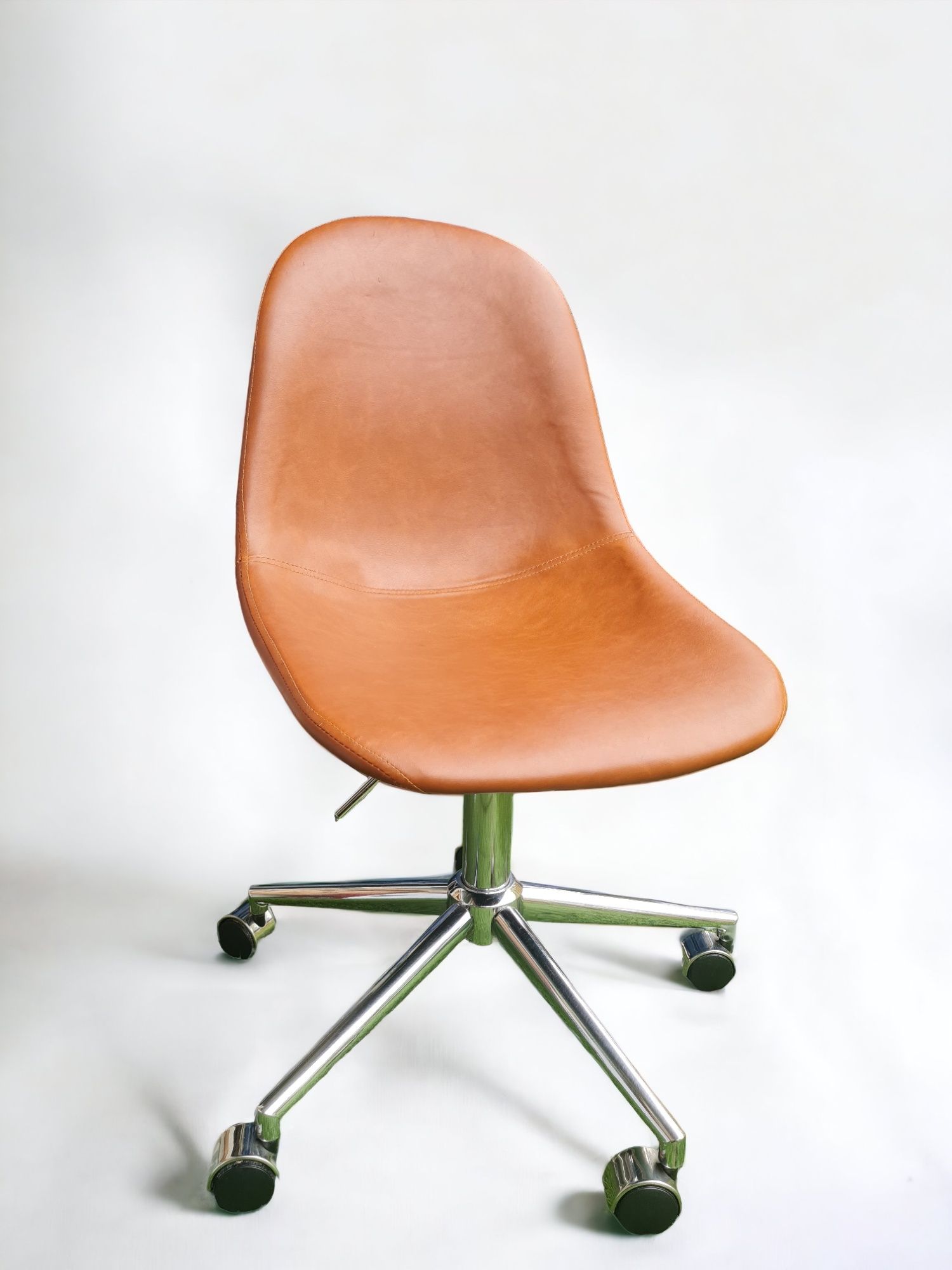 Krzesło Fotel Biurowy Obrotowy Eko Skóra Brązowy