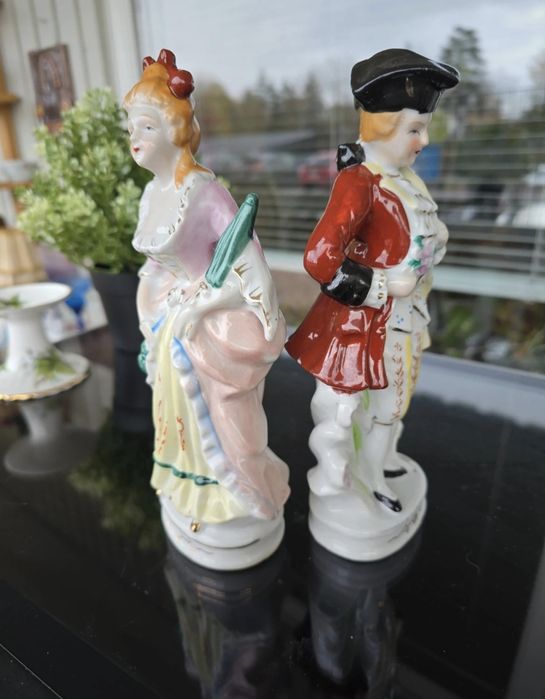 Dwie piękne figurki wiktoriańska para stare Antyk Zabytek Staroć