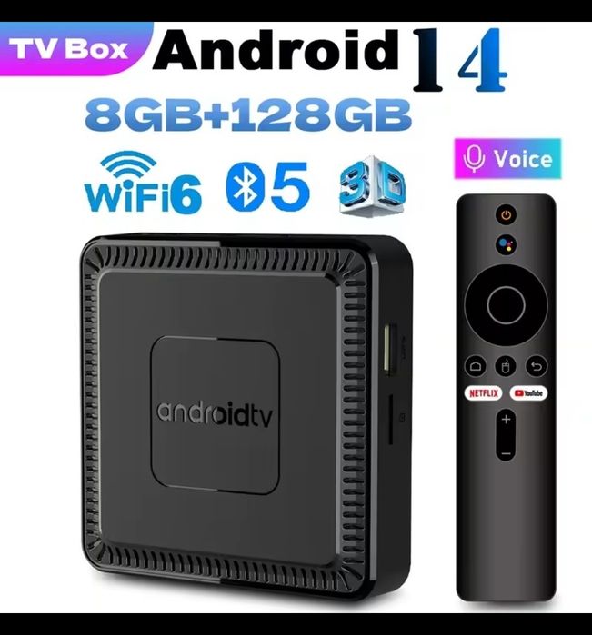 Box TV Android 8gb RAM 128gb Rom, Google voz, bluetooth NOVO