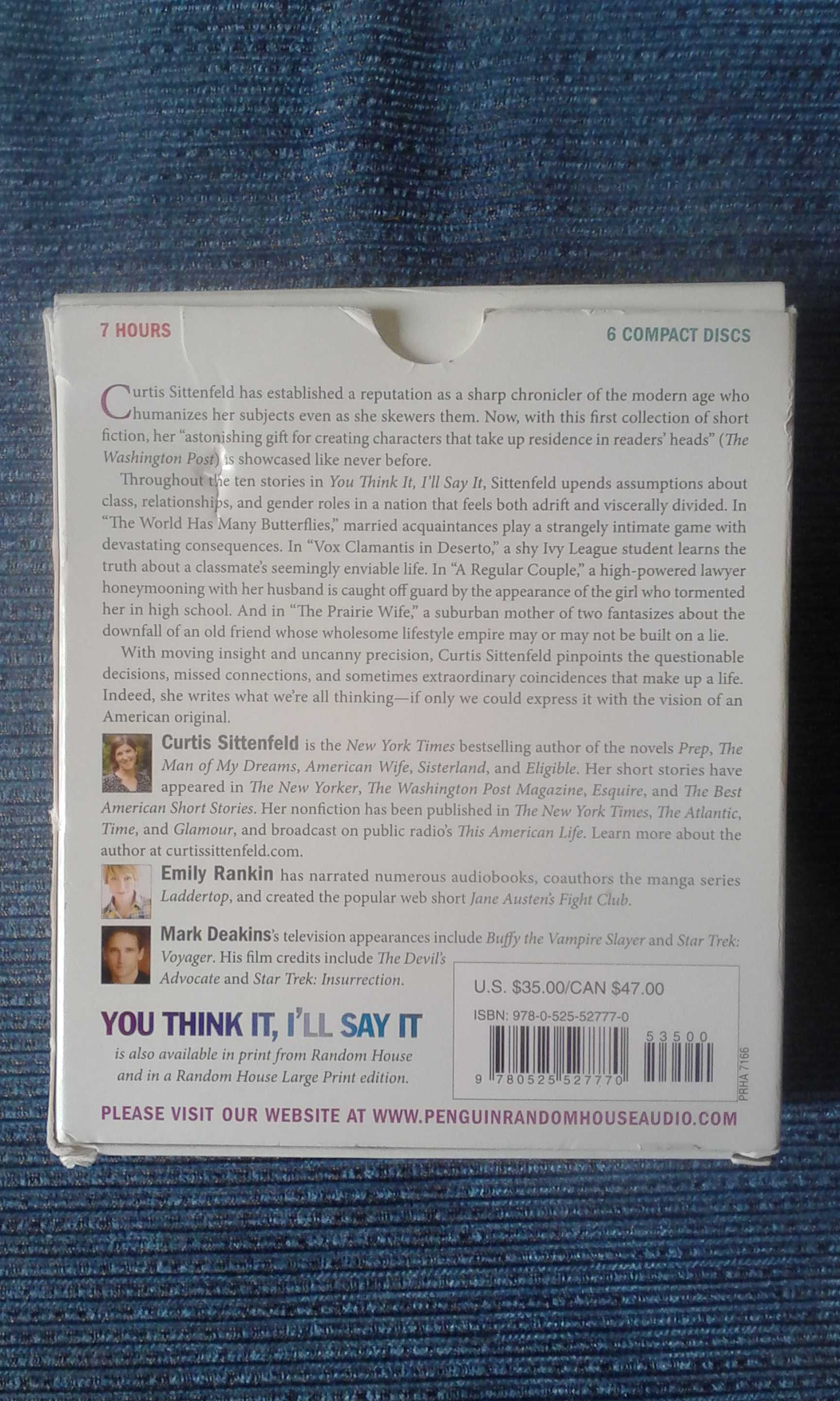 Audiobook You Think It I'll Say It Stories Curtis Sittenfeld, 6 CD ENG