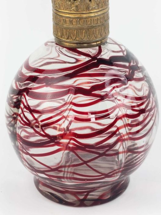 Lampa zapachowa antyczna szkło i mosiądz XIX w.