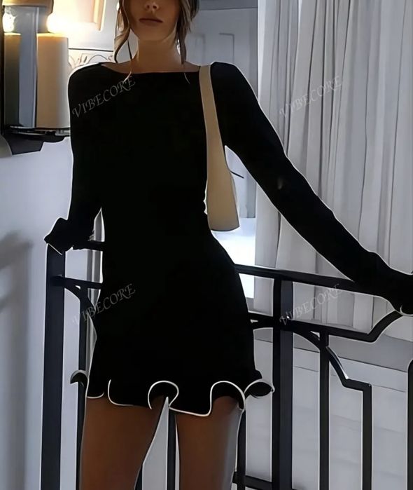 Нова ідеальна,чорна сукня з воланами,вечірня,коктейльна