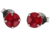 Delikatne Kolczyki Srebrne Rubinowe Cyrkonie Kółka K2353