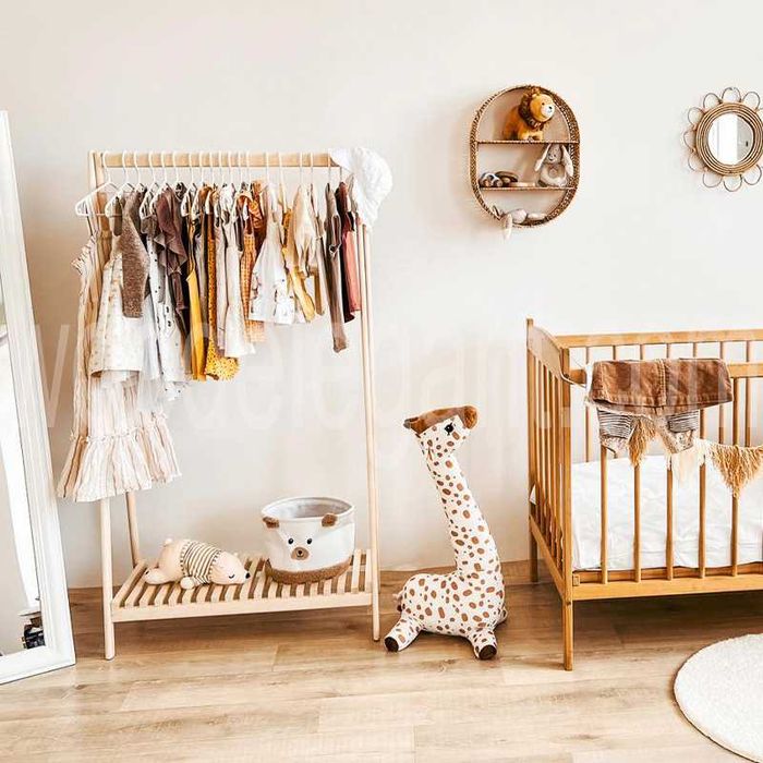 Ручна робота рейл для одягу з твердої породи деревини вішалка стелаж