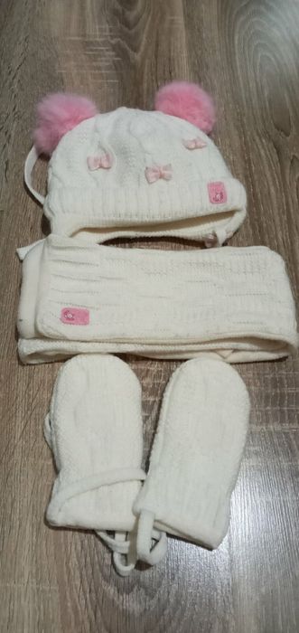 Від 0 до 12міс Зимовий набір шапка шарф і рукавички