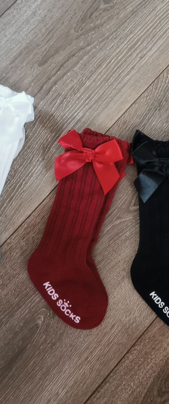 Nowe kolanówki z kokardkami bordo /czerwone 92 98. 104 świąteczne