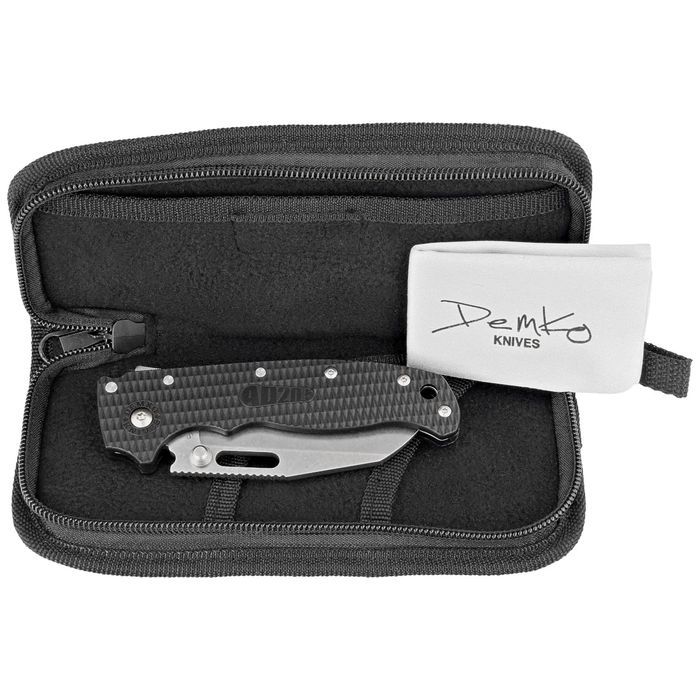 Nóż składany Demko AD20.5 Shark Foot Black Grivory, Stonewashed D2 by
