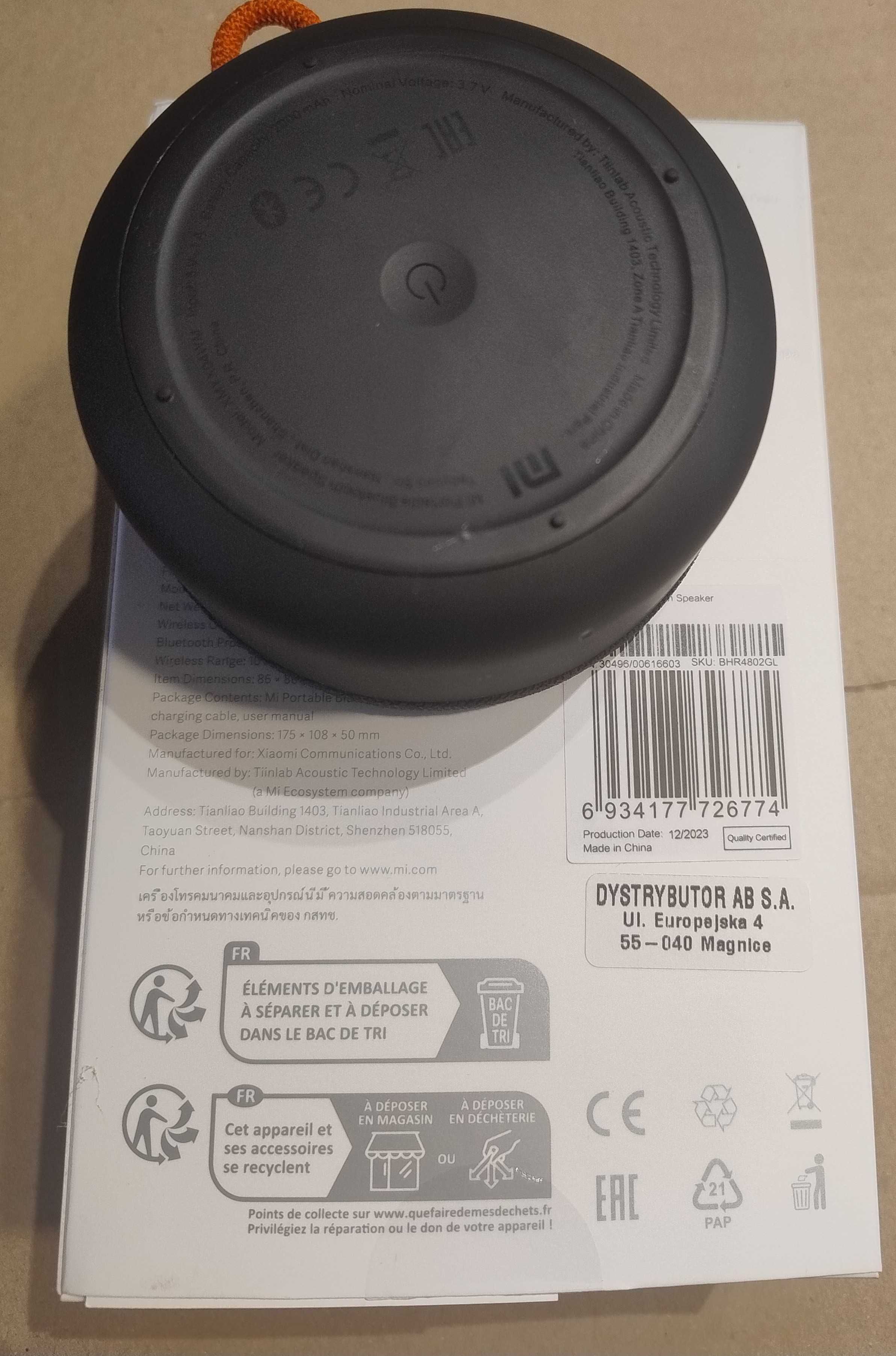 Głośnik Xiao Mi Portable Bluetooth Speaker gwarancja do 2027