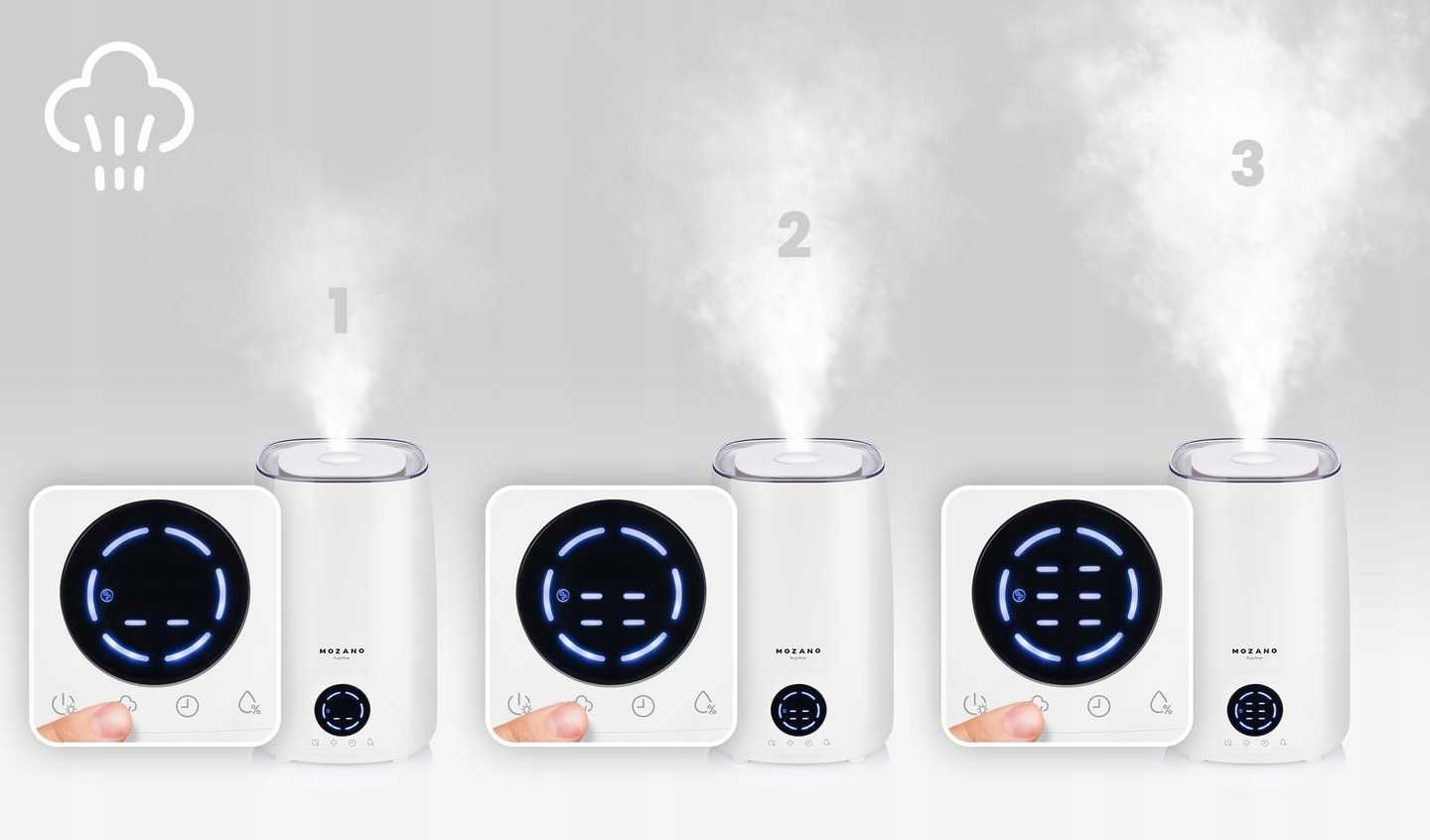 CICHY Nawilżacz powietrza 3w1 higrometr aromaterapia dyfuzor jonizator