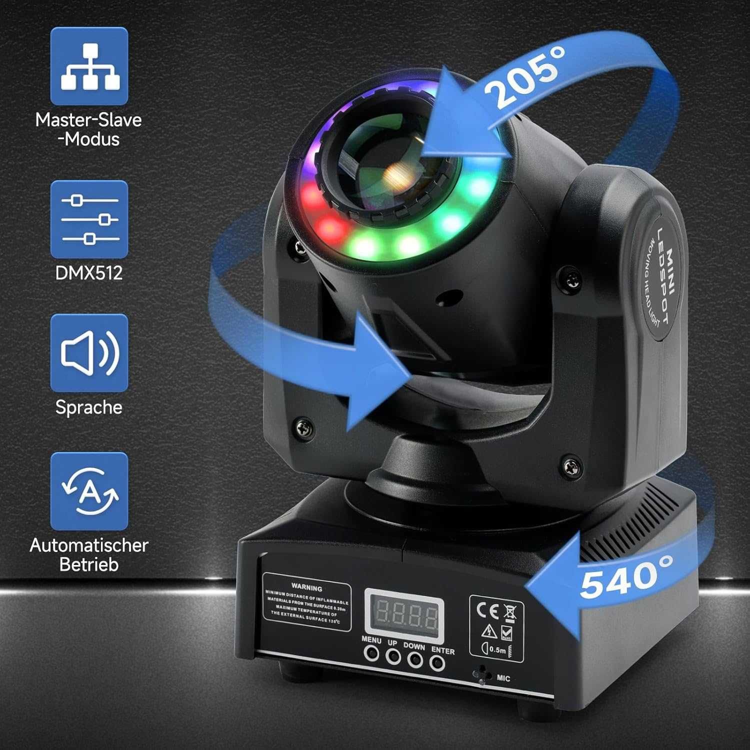 Ruchoma głowa Areyourshop  LED 8 gobo DMX 512 LED Sound
